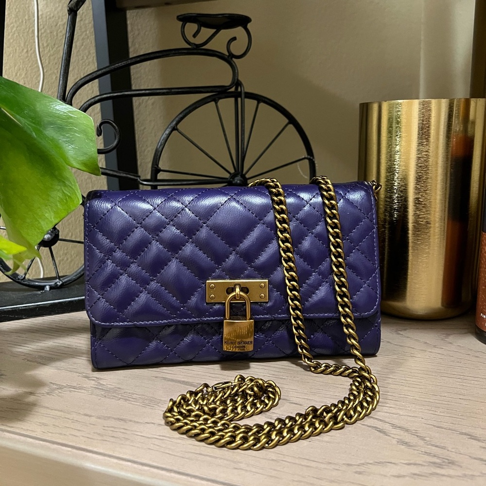 NWT Kurt Geiger London Brixton Quilted Leather  Chain Wallet